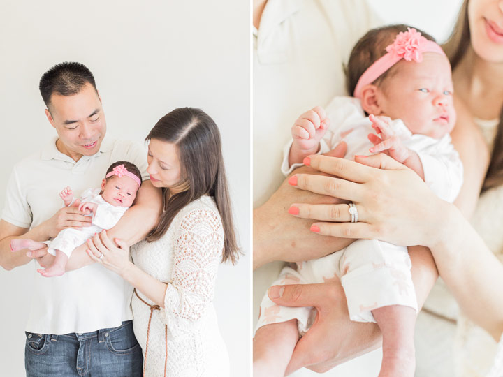 A Frisco Newborn Photographer poses a family during their photo shoot