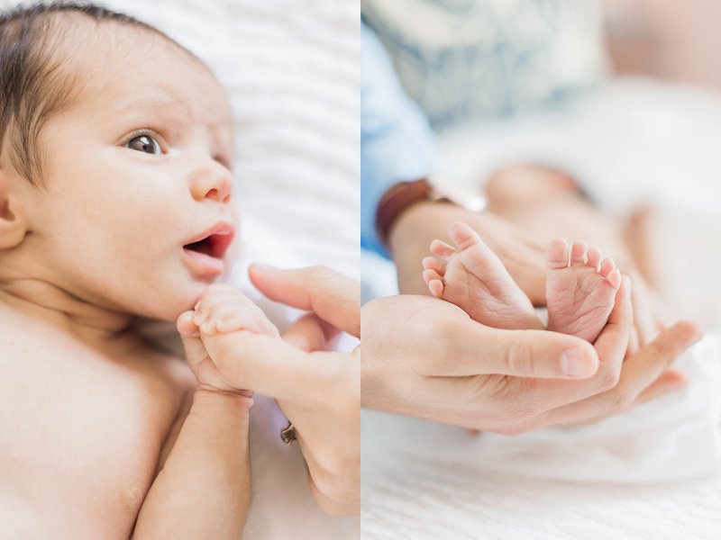 A newborn baby poses during their photo session with a Dallas Newborn Lifestyle Photographer