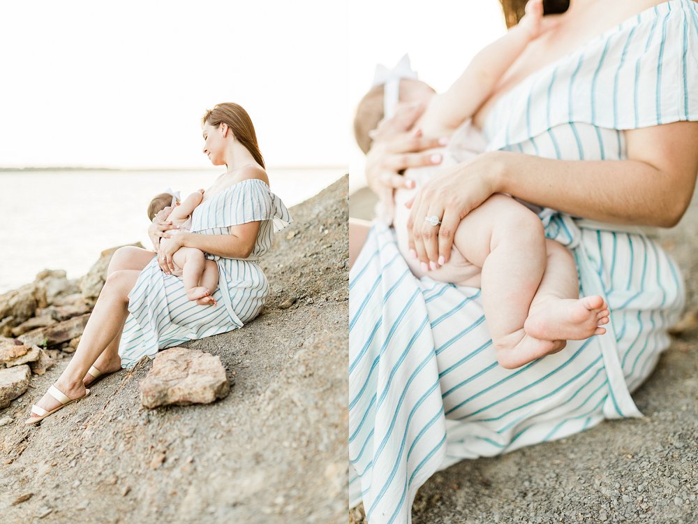 Photo of mom breastfeeding baby girl