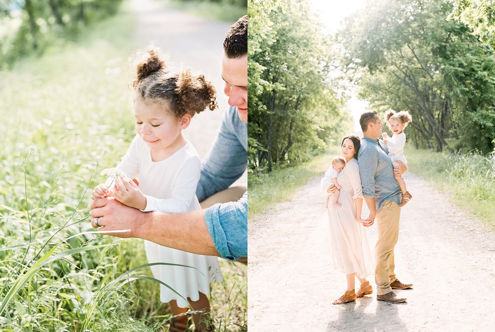Gorgeous outdoor family photography with trees and natural sunlight